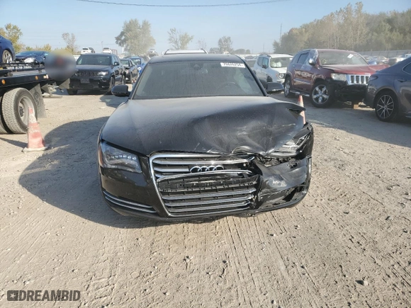 2014 Audi A8 L 3.0T with VIN WAURGAFD2EN009647, listed as a Copart auction lot 76626254 with 80,779 mi miles and Salvage Title. Bid and sale history available at carsss.com. Image 5.