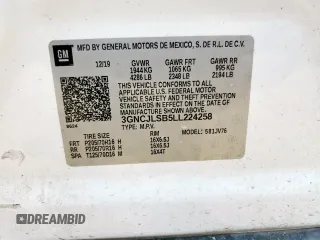 2020 Chevrolet Trax LT with VIN 3GNCJLSB5LL224258, listed as a Copart auction lot 58664515 with 77,217 mi miles and Salvage title. Bid and sale history available at DreamBid. Image 14.