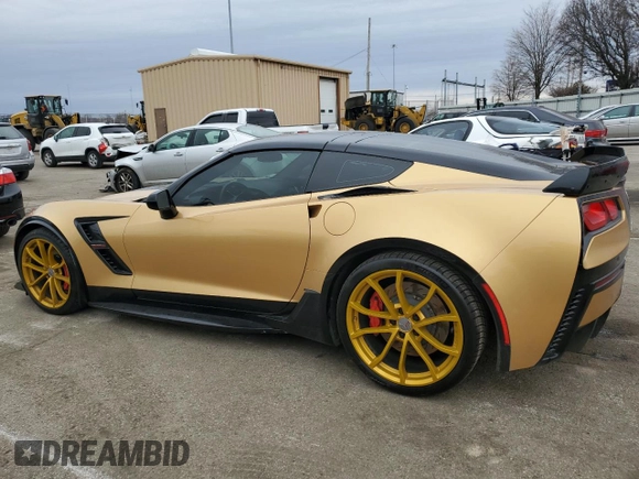 2017 Chevrolet Corvette Grand Sport 1LT with VIN 1G1YW2D79H5105602, listed as a Copart auction lot 42598795 with 34,380 mi miles and Salvage Title. Bid and sale history available at carsss.com. Image 2.