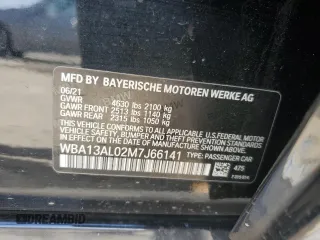 2021 BMW 2 Series M235i xDrive with VIN WBA13AL02M7J66141, listed as a Copart auction lot 44651015 with 22,656 mi miles and Salvage Title. Bid and sale history available at DreamBid. Image 13.