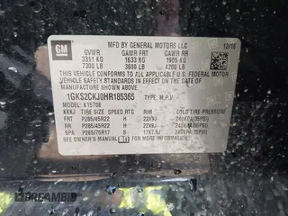 2017 GMC Yukon Denali with VIN 1GKS2CKJ0HR185365, listed as a IAAI auction lot 41856187 with 107,641 mi miles. Bid and sale history available at carsss.com. Image 9.