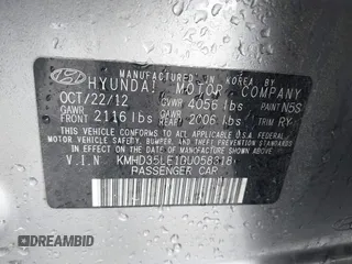 2013 Hyundai Elantra GT with VIN KMHD35LE1DU058318, listed as a IAAI auction lot 42036716 with 146,845 mi miles. Bid and sale history available at carsss.com. Image 9.