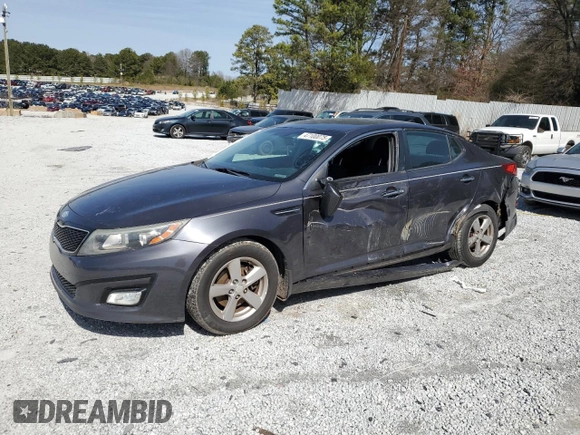 2015 Kia Optima LX with VIN 5XXGM4A71FG456344, listed as a Copart auction lot 47100075 with 143,327 mi miles and Salvage Title. Bid and sale history available at carsss.com. Image 1.