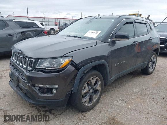 2019 Jeep Compass Limited with VIN 3C4NJDCB9KT666254, listed as a IAAI auction lot 41951603 with 65,990 mi miles and . Bid and sale history available at DreamBid. Image 17.