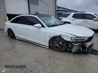 2021 Audi A8 with VIN WAU8DAF87MN011853, listed as a Copart auction lot 47758395 with 63,217 mi miles and Salvage Title. Bid and sale history available at carsss.com. Image 4.