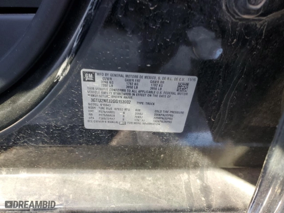 2016 GMC Sierra 1500 SLT with VIN 3GTU2NEJ2GG153902, listed as a Copart auction lot 69978694 with 119,127 mi miles and Salvage Title. Bid and sale history available at carsss.com. Image 12.