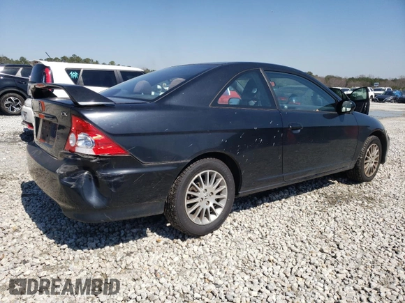 2005 Honda Civic EX with VIN 1HGEM21955L027043, listed as a Copart auction lot 48869745 with 214,072 mi miles and Salvage Title. Bid and sale history available at carsss.com. Image 3.