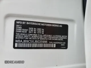 2018 BMW 5 Series M550i xDrive with VIN WBAJB9C5XJB035996, listed as a Copart auction lot 61459425 with Not provided miles and Salvage title. Bid and sale history available at DreamBid. Image 12.
