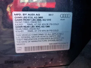 2018 Audi SQ5 Premium Plus with VIN WA1A4AFY0J2036475, listed as a Copart auction lot 86401864 with 85,061 mi miles and Salvage Title. Bid and sale history available at DreamBid. Image 13.