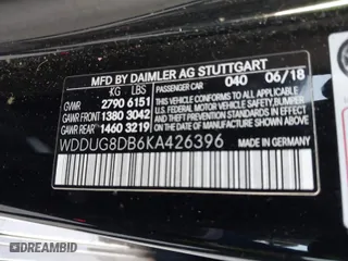 2019 Mercedes-Benz S-Class S 560 with VIN WDDUG8DB6KA426396, listed as a IAAI auction lot 41469493 with 160,160 mi miles. Bid and sale history available at carsss.com. Image 9.