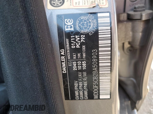 2011 Mercedes-Benz C with VIN WDDGF5CB2BA508903, listed as a Copart auction lot 60699455 with 126,240 mi miles and Clean title. Bid and sale history available at DreamBid. Image 13.