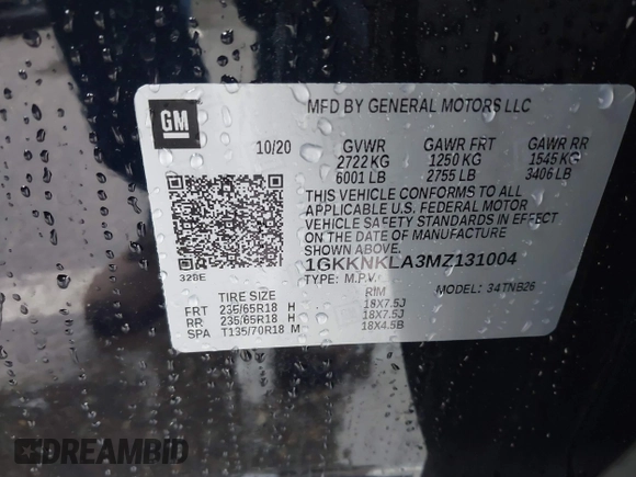 2021 GMC Acadia SLE с VIN 1GKKNKLA3MZ131004, выставлен на аукционе IAAI как лот 41576162 с пробегом Не указан миль и . История ставок и продаж доступна на DreamBid. Изображение 9.