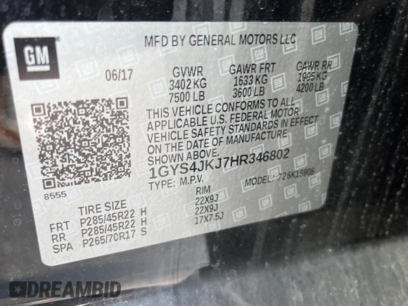 2017 Cadillac Escalade ESV Premium Luxury z VIN 1GYS4JKJ7HR346802, wystawiony jako Copart lot #50456265 z przebiegiem 153 186 mil mil oraz Szkoda całkowita • Salvage title. Historia ofert i sprzedaży dostępna na DreamBid. Obrazek 10.