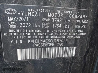 2012 Hyundai Elantra GLS with VIN KMHDH4AE6CU187099, listed as a IAAI auction lot 42037800 with 107,046 mi miles. Bid and sale history available at carsss.com. Image 9.