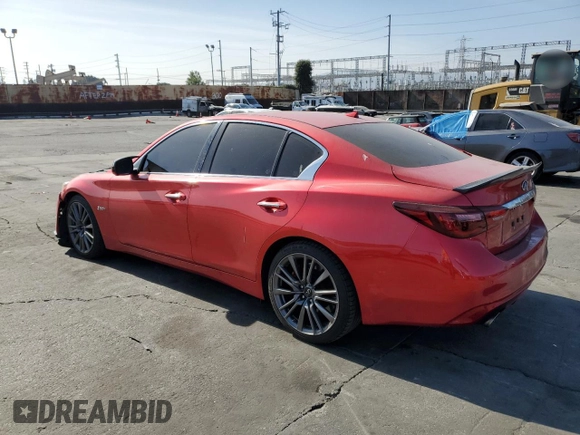 2020 Infiniti Q50 Red Sport 400 with VIN JN1FV7AP3LM630210, listed as a Copart auction lot 41796535 with 54,587 mi miles and Salvage title. Bid and sale history available at DreamBid. Image 2.
