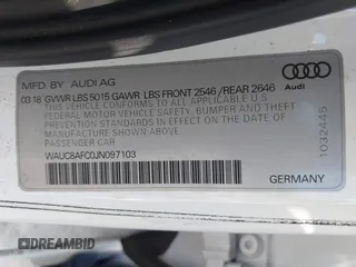 2018 Audi A6 Premium with VIN WAUC8AFC0JN097103, listed as a IAAI auction lot 41399918 with 115,014 mi miles. Bid and sale history available at carsss.com. Image 9.