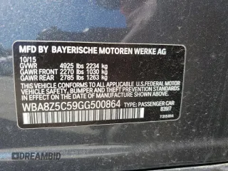2016 BMW 3 Series GT 328i xDrive with VIN WBA8Z5C59GG500864, listed as a Copart auction lot 48560605 with Not Provided miles and Salvage Title. Bid and sale history available at carsss.com. Image 14.