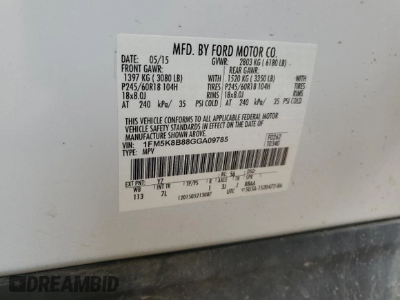 2016 Ford Explorer with VIN 1FM5K8B88GGA09785, listed as a Copart auction lot 51771005 with 150,938 mi miles and Salvage Title. Bid and sale history available at carsss.com. Image 14.