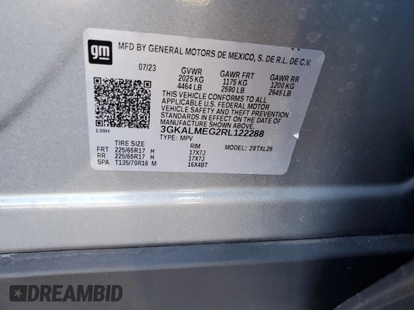 2024 GMC Terrain SLE with VIN 3GKALMEG2RL122288, listed as a Copart auction lot 49314065 with 17,338 mi miles and Salvage Title. Bid and sale history available at carsss.com. Image 13.