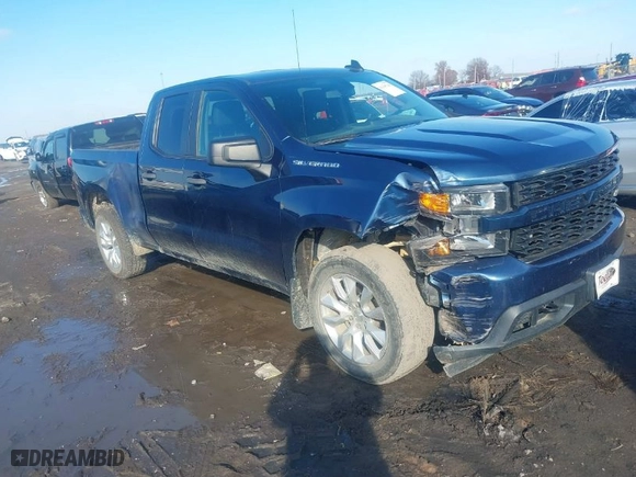 2019 Chevrolet Silverado 1500 Custom with VIN 1GCRWBEF1KZ209860, listed as a IAAI auction lot 41145748 with 90,258 mi miles. Bid and sale history available at carsss.com. Image 1.