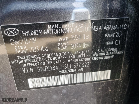 2020 Hyundai Elantra Value Edition with VIN 5NPD84LF5LH576322, listed as a Copart auction lot 49507945 with 87,278 mi miles and Clean Title. Bid and sale history available at carsss.com. Image 12.