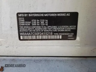 2015 BMW 4 Series 428i xDrive with VIN WBA4A7C50FD415218, listed as a Copart auction lot 50745555 with 139,343 mi miles and Salvage title. Bid and sale history available at DreamBid. Image 12.