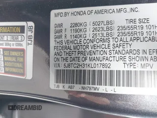 2019 Acura RDX с VIN 5J8TC2H31KL017892, выставлен на аукционе IAAI как лот 42085613 с пробегом 50 602 миль миль и . История ставок и продаж доступна на DreamBid. Изображение 9.