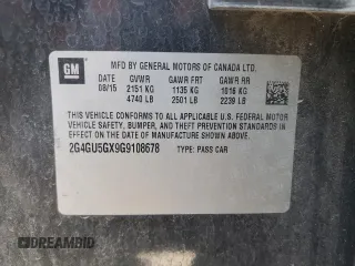 2016 Buick Regal GS with VIN 2G4GU5GX9G9108678, listed as a Copart auction lot 80263184 with 124,256 mi miles and Salvage Title. Bid and sale history available at carsss.com. Image 12.