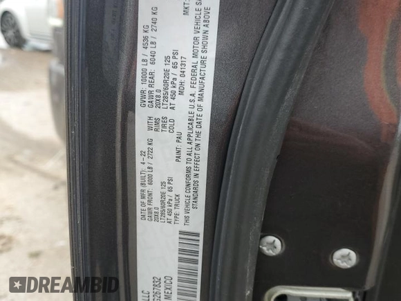 2022 Ram 2500 Laramie with VIN 3C6UR5FL7NG267832, listed as a Copart auction lot 45134075 with 26,755 mi miles and Salvage title. Bid and sale history available at DreamBid. Image 14.