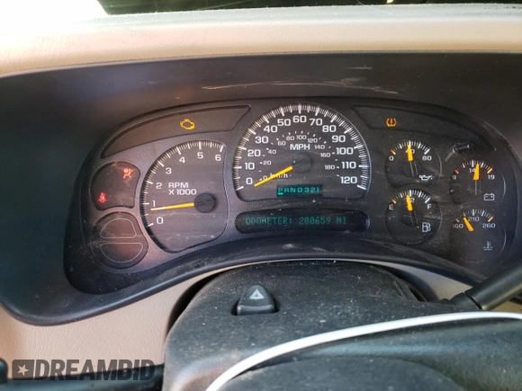2005 Chevrolet Suburban LT with VIN 3GNEC16Z75G241623, listed as a Copart auction lot 77765474 with 200,659 mi miles and Salvage Title. Bid and sale history available at carsss.com. Image 9.