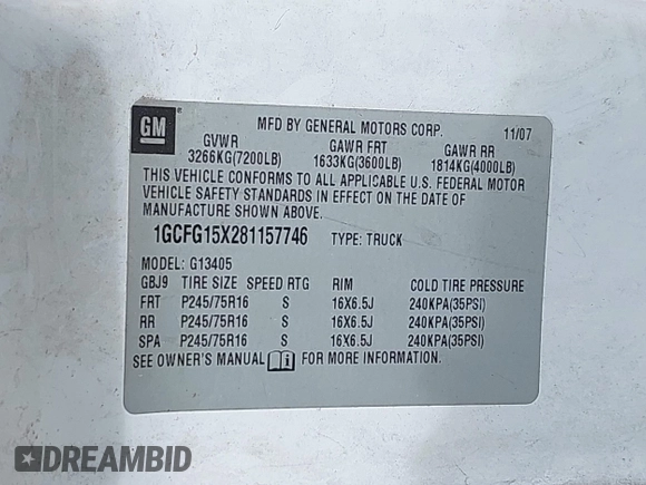 2008 Chevrolet Express Cargo with VIN 1GCFG15X281157746, listed as a IAAI auction lot 42604808 with 127,477 mi miles and . Bid and sale history available at DreamBid. Image 9.