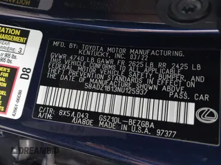 2022 Lexus ES 350 with VIN 58ADZ1B13NU125937, listed as a IAAI auction lot 42361208 with 20,443 mi miles and . Bid and sale history available at DreamBid. Image 9.