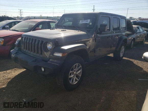 2023 Jeep Wrangler Sport with VIN 1C4HJXDN1PW701944, listed as a Copart auction lot 69973104 with 24,733 mi miles and Salvage Title. Bid and sale history available at DreamBid. Image 1.
