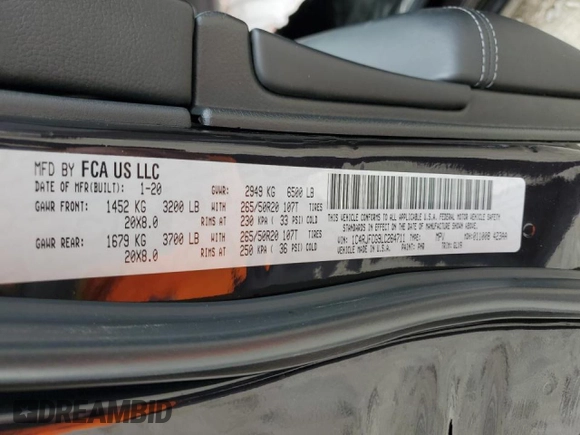 2020 Jeep Grand Cherokee Overland with VIN 1C4RJFCG9LC264711, listed as a Copart auction lot 51505885 with 52,670 mi miles and Salvage Title. Bid and sale history available at DreamBid. Image 15.