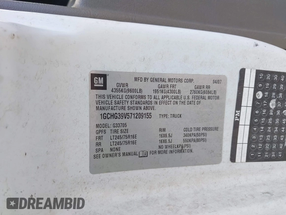 2007 Chevrolet City Express Cargo z VIN 1GCHG39V571209155, wystawiony jako IAAI lot #42168782 z przebiegiem 139 537 mil mil oraz . Historia ofert i sprzedaży dostępna na DreamBid. Obrazek 9.