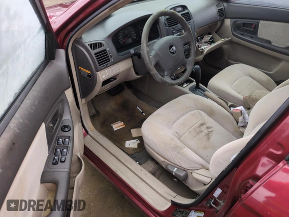 2006 Kia Spectra EX with VIN KNAFE121765251050, listed as a Copart auction lot 75120624 with 0 mi miles and Salvage Title. Bid and sale history available at carsss.com. Image 8.