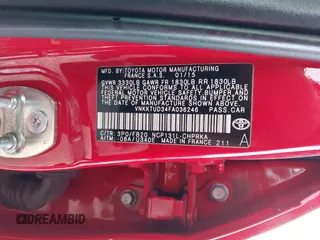 2015 Toyota Yaris L with VIN VNKKTUD34FA036246, listed as a IAAI auction lot 41375780 with 88,929 mi miles. Bid and sale history available at carsss.com. Image 9.