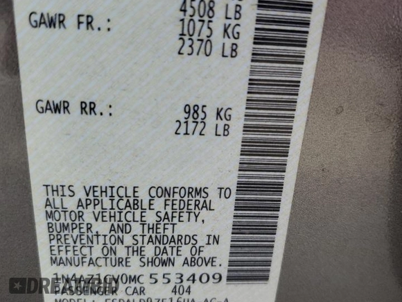 2021 Nissan LEAF SV with VIN 1N4AZ1CV0MC553409, listed as a Copart auction lot 68098454 with 23,080 mi miles and Salvage title. Bid and sale history available at DreamBid. Image 12.