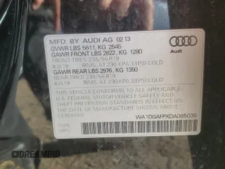 2013 Audi Q5 Premium Plus с VIN WA1DGAFPXDA065035, выставлен на аукционе Copart как лот 50424475 с пробегом 91 196 миль миль и Списание • Salvage title. История ставок и продаж доступна на DreamBid. Изображение 13.