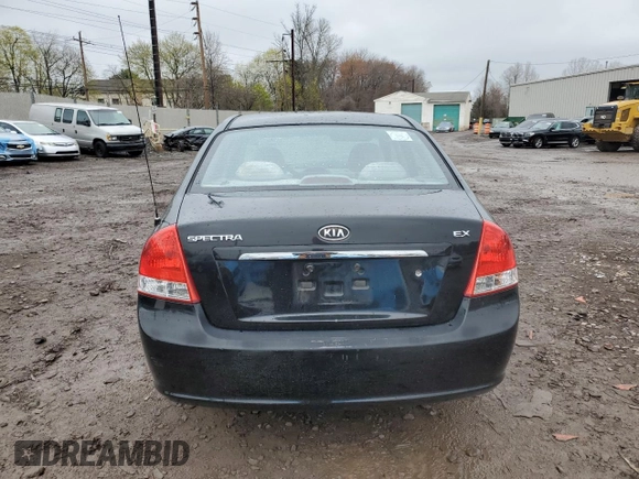 2009 Kia Spectra EX with VIN KNAFE222495648220, listed as a Copart auction lot 52886915 with 146,417 mi miles and Salvage title. Bid and sale history available at DreamBid. Image 6.