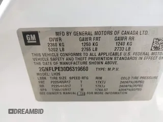 2013 Chevrolet Equinox LT z VIN 2GNFLPE30D6319660, wystawiony jako IAAI lot #42315543 z przebiegiem 147 453 mil mil oraz . Historia ofert i sprzedaży dostępna na DreamBid. Obrazek 9.