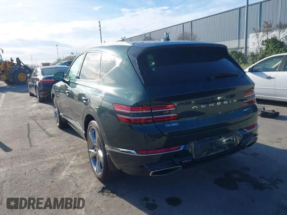 2021 Genesis GV80 with VIN KMUHCESCXMU046641, listed as a IAAI auction lot 41614756 with 25,666 mi miles and . Bid and sale history available at DreamBid. Image 3.
