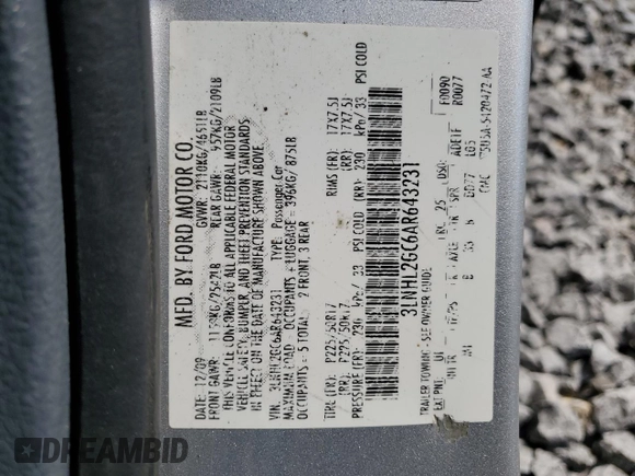 2010 Lincoln MKZ with VIN 3LNHL2GC6AR643231, listed as a Copart auction lot 52033205 with 171,557 mi miles and Salvage Title. Bid and sale history available at carsss.com. Image 13.