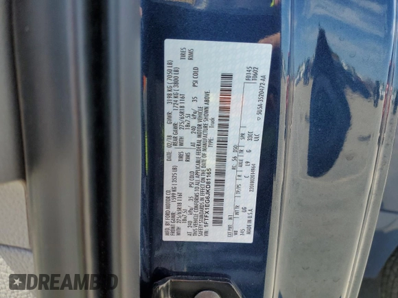 2018 Ford F-150 XL z VIN 1FTFX1EG6JKD81165, wystawiony jako Copart lot #54134385 z przebiegiem 38 999 mil mil oraz Szkoda całkowita • Salvage title. Historia ofert i sprzedaży dostępna na DreamBid. Obrazek 12.