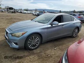 2018 Infiniti Q50 3.0t LUXE with VIN JN1EV7AP2JM360458, listed as a Copart auction lot 49479765 with 43,793 mi miles and Salvage Title. Bid and sale history available at carsss.com. Image 1.