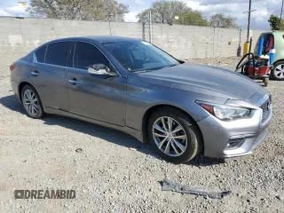 2021 Infiniti Q50 Pure with VIN JN1EV7AP5MM706121, listed as a Copart auction lot 53731965 with 76,603 mi miles and Salvage Title. Bid and sale history available at DreamBid. Image 4.