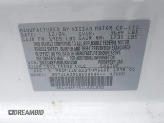 2025 Nissan Versa SR with VIN 3N1CN8FV5SL831230, listed as a IAAI auction lot 42289551 with 154 mi miles and . Bid and sale history available at DreamBid. Image 9.