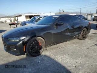 2023 BMW 4 Series 430i z VIN WBA53AP00PCL93738, wystawiony jako Copart lot #48011775 z przebiegiem 27 617 mil mil oraz Szkoda całkowita • Salvage title. Historia ofert i sprzedaży dostępna na DreamBid. Obrazek 1.