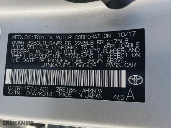 2018 Toyota Corolla iM with VIN JTNKARJE5JJ560429, listed as a Copart auction lot 45784025 with NaN miles and Salvage Title. Bid and sale history available at carsss.com. Image 14.