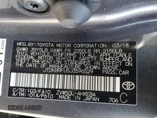2018 Toyota Prius Two with VIN JTDKBRFU5J3596529, listed as a Copart auction lot 52039845 with 160,526 mi miles and Salvage Title. Bid and sale history available at carsss.com. Image 14.